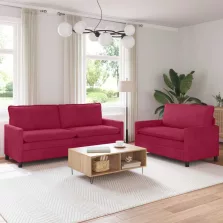 vidaXL Kanapé Szett 2 pcs Bordó Bársony