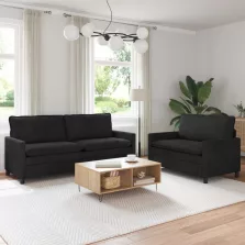 vidaXL Kanapé Szett 2 pcs Fekete Bársony