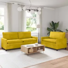 vidaXL Kanapé Szett 2 pcs Sárga Bársony