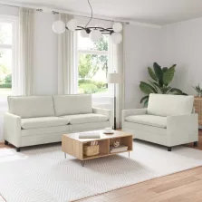 vidaXL Kanapé Szett 2 pcs Krémszínű Bársony