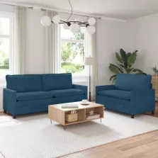 vidaXL Kanapé Szett 2 pcs Kék Bársony