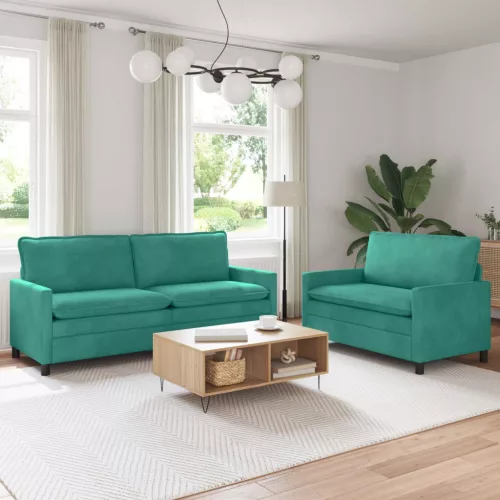 vidaXL Kanapé Szett 2 pcs Türkiz Bársony