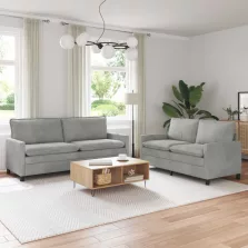 vidaXL Kanapé Szett 2 pcs Világosszürke Bársony