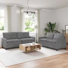 vidaXL Kanapé Szett 2 pcs Sötétszürke Bársony