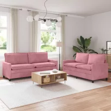 vidaXL Kanapé Szett 2 pcs Rózsaszín Bársony