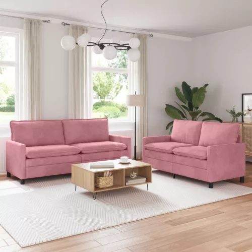 vidaXL Kanapé Szett 2 pcs Rózsaszín Bársony
