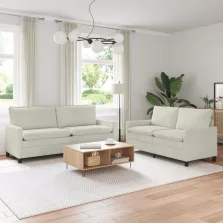 vidaXL Kanapé Szett 2 pcs Krémszínű Bársony