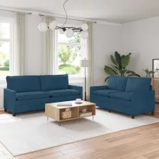 vidaXL Kanapé Szett 2 pcs Kék Bársony