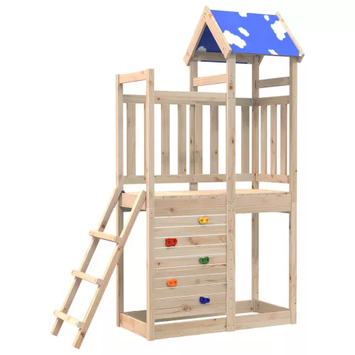 vidaXL Játék Torny Barna 110,5 x 52,5 x 215cm Tömör fenyőfa