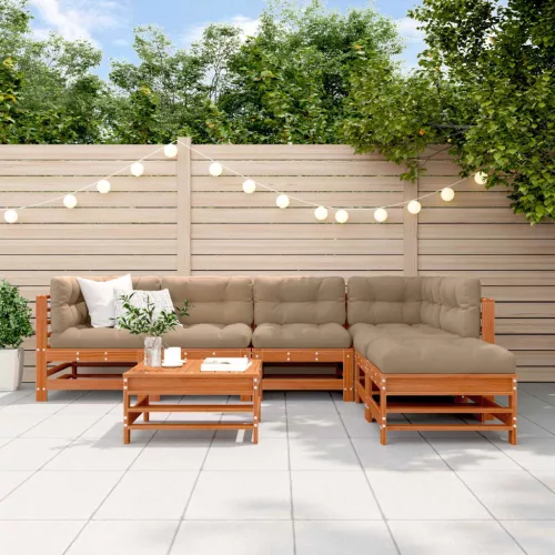 vidaXL Kerti lounge szett 7 pcs Viaszbarna Tömör Fenyőfa