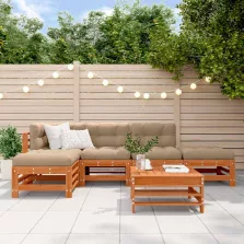 vidaXL Kerti lounge szett 6 pcs Viaszbarna Tömör Fenyőfa