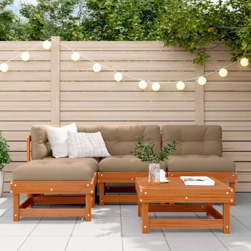 vidaXL Kerti lounge szett 13 pcs Viaszbarna és Taupe Tömör fenyő