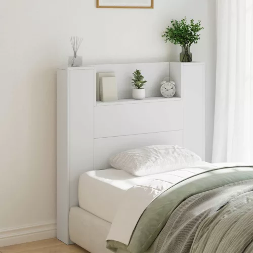 vidaXL Fejtámla LED -es lámpákkal Fehér 100 x 16,5 x 103,5 cm Faanyag
