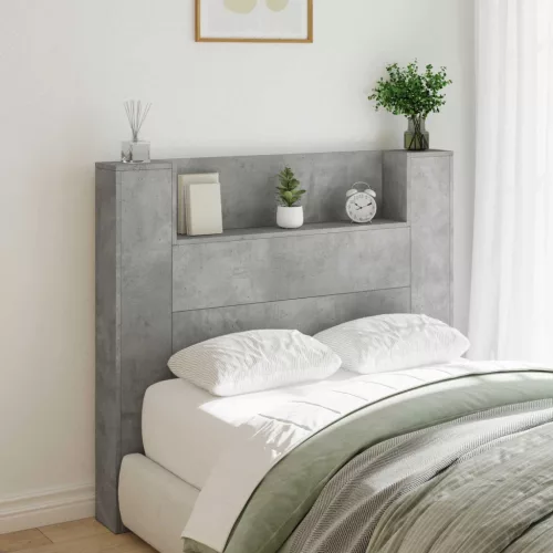 vidaXL Fejtámla polcokkal Beton Szürke 120 x 16,5 x 103,5 cm Faanyag