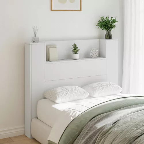 vidaXL Fejtámla LED -es lámpákkal Fehér 120 x 16,5 x 103,5 cm Faanyag