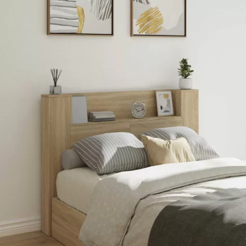 vidaXL Fejtámla polcokkal Sonoma tölgy 140 x 16,5 x 103,5 cm Faanyag