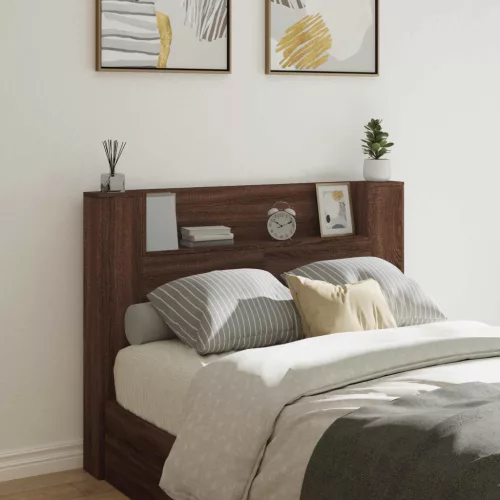 vidaXL Fejtámla polcokkal Barna Tölgy 140 x 16,5 x 103,5 cm Faanyag