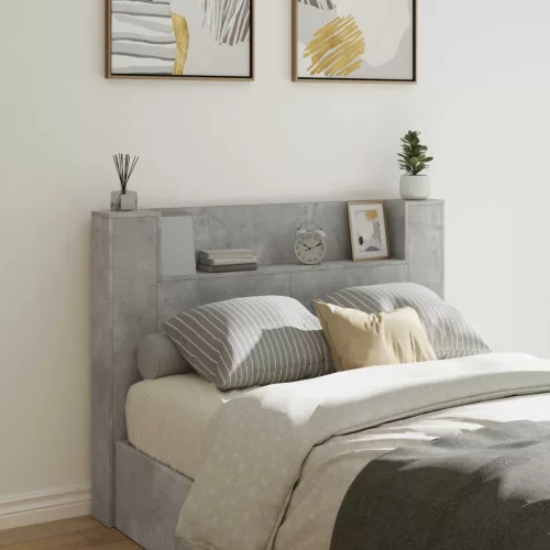 vidaXL Fejtámla polcokkal Beton Szürke 140 x 16,5 x 103,5 cm Faanyag