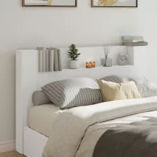   vidaXL Fejtámla LED -es lámpákkal Fehér 160 x 16,5 x 103,5 cm Faanyag