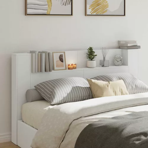 vidaXL Fejtámla LED -es lámpákkal Fehér 180 x 16,5 x 103,5 cm Faanyag