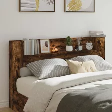   vidaXL Fejtámla polcokkal Füstölt tölgy 180 x 16,5 x 103,5 cm Faanyag