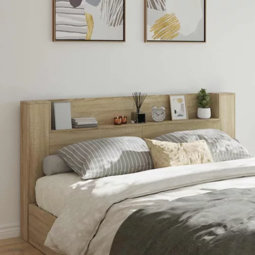 vidaXL Fejtámla polcokkal Sonoma tölgy 200 x 16,5 x 103,5 cm Faanyag