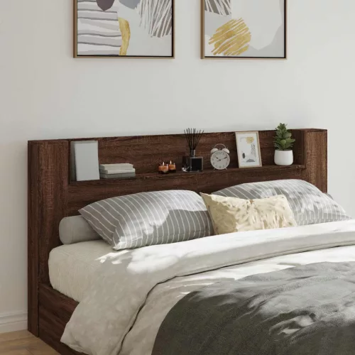 vidaXL Fejtámla polcokkal Barna Tölgy 200 x 16,5 x 103,5 cm Faanyag