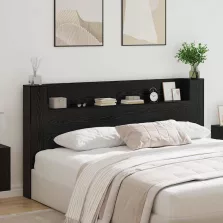   vidaXL Fejtámla polcokkal Fekete tölgy 200 x 15 x 103,5 cm Faanyag
