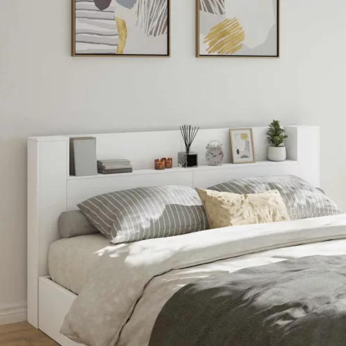 vidaXL Fejtámla LED -es lámpákkal Fehér 200 x 16,5 x 103,5 cm Faanyag