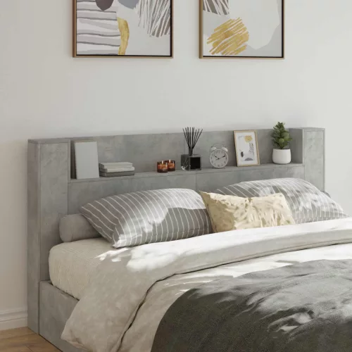 vidaXL Fejtámla polcokkal Beton Szürke 200 x 16,5 x 103,5 cm Faanyag