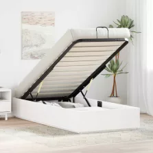   vidaXL Ottomán Ágykeret tárolóval Fehér 80 x 200 cm Tömör fenyő