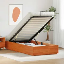   vidaXL Ottomán Ágykeret tárolóval Viaszbarna 80 x 200 cm Tömör fenyő
