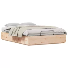   vidaXL Ottomán Ágykeret tárolóval Természetes 140 x 200 cm Tömör fenyő