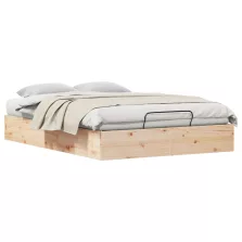   vidaXL Tárolós ottomán ágykeret Természetes 135 x 190 cm Tömör fenyő