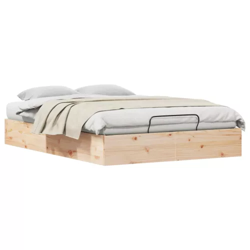 vidaXL Tárolós ottomán ágykeret Természetes 135 x 190 cm Tömör fenyő
