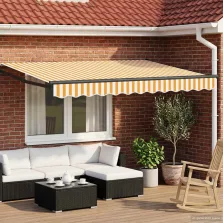 vidaXL Behúzható napellenző Sárga és fehér 2,5 x 2 m