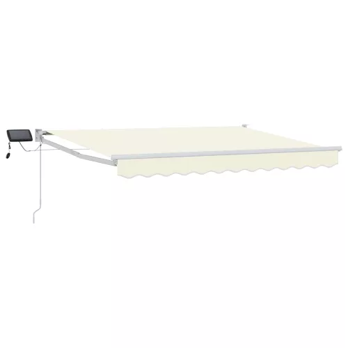 vidaXL LED-es, kézi kihúzható napernyő Krém 3 x 2 m