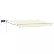 vidaXL LED-es, kézi kihúzható napernyő Krém 3,5 x 2 m