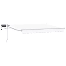 vidaXL LED-es, kézi kihúzható napernyő Fehér 3,5 x 2 m