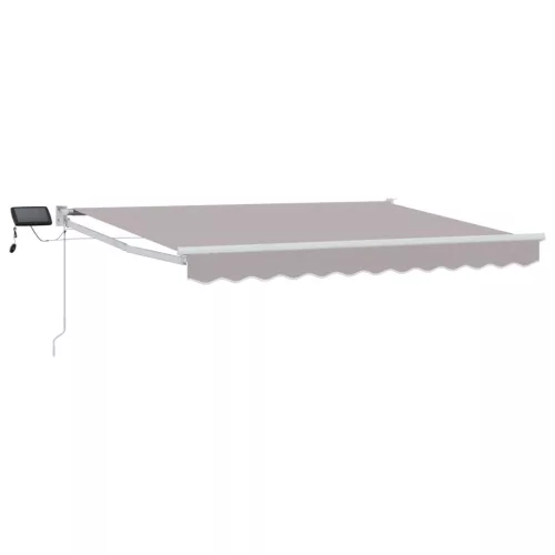 vidaXL LED-es, kézi kihúzható napernyő Világosszürke 3,5 x 2 m