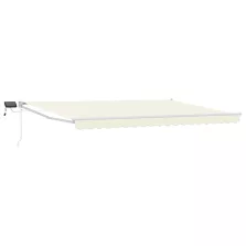 vidaXL LED-es, kézi kihúzható napernyő Krém 4 x 2 m