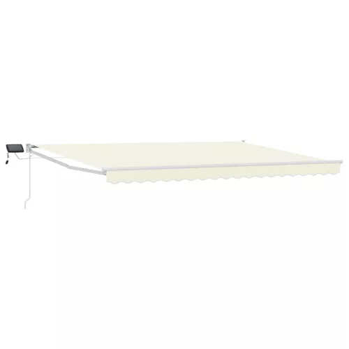 vidaXL LED-es, kézi kihúzható napernyő Krém 4 x 2 m