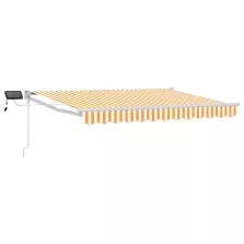   vidaXL LED-es, kézi kihúzható napernyő Sárga és Fehér 3 x 2,5 m