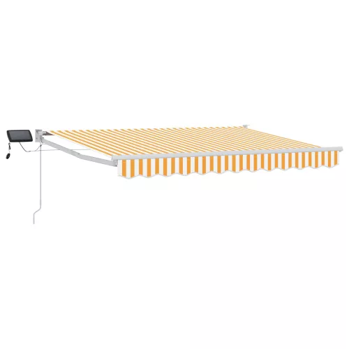 vidaXL LED-es, kézi kihúzható napernyő Sárga és Fehér 3 x 2,5 m