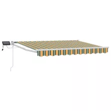   vidaXL LED-es, kézi kihúzható napernyő Zöld és Sárga 3 x 2,5 m