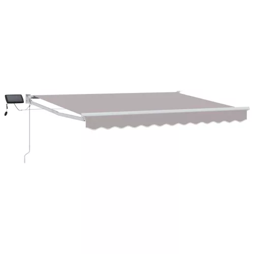 vidaXL LED-es, kézi kihúzható napernyő Világosszürke 3,5 x 2,5 m