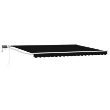 vidaXL LED-es, kézi kihúzható napernyő Fekete 4 × 3 m