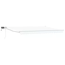vidaXL LED-es, kézi kihúzható napernyő Fehér 4 × 3 m