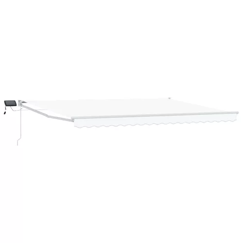 vidaXL LED-es, kézi kihúzható napernyő Fehér 4 × 3 m