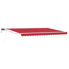 vidaXL LED-es, kézi kihúzható napernyő Piros 4 × 3 m